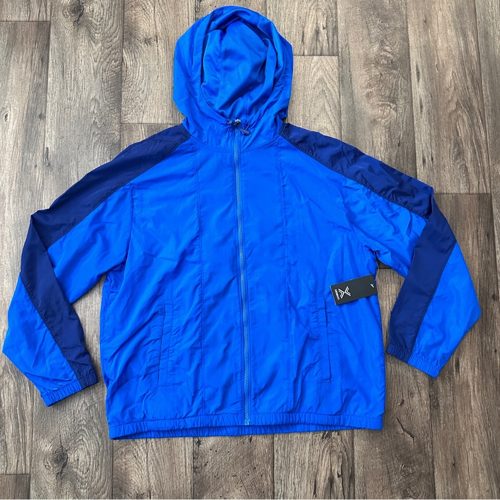 Xersion Windbreaker Relaxed Hooded Nylon Jacket Men’s Size M Blue